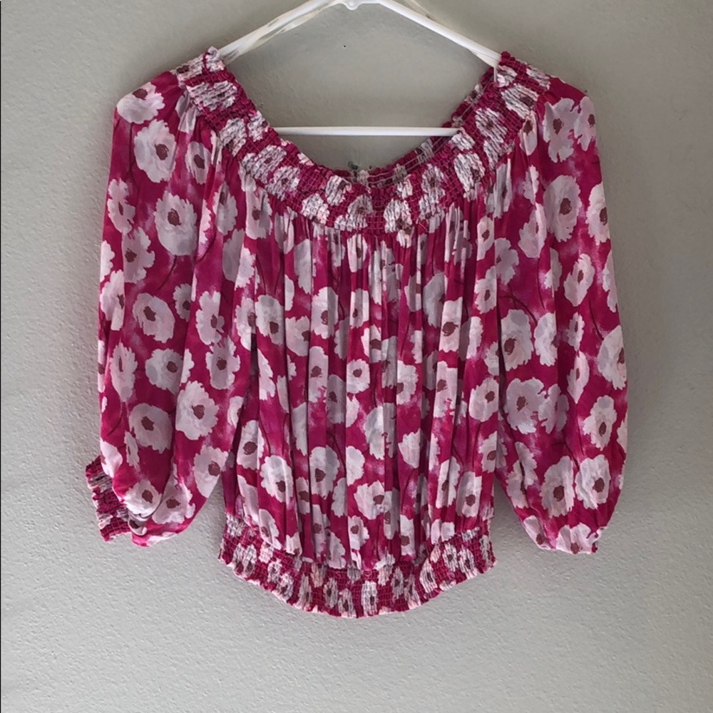 Off the shoulder Pink Floral Top